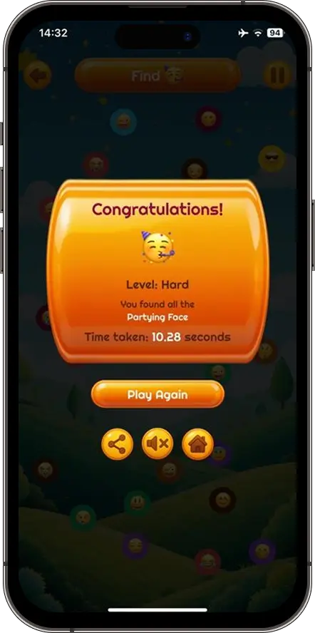 Dottify congratulations screen showing completion time